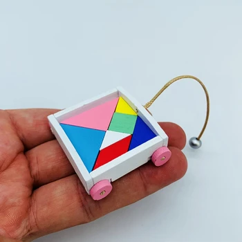 Naujas 1PCS Blokai Tangram Modle Miniatiūriniai Lėlių Mini Septynių dalių Dėlionės forDoll Priedai Žaislas