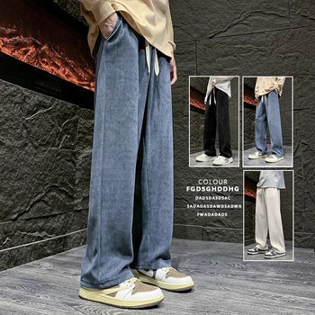 Iki 2023 m. Rudens-Žiemos Vyrų Minkštos medvilnės ruožas džinsai Jaunimo mados hip-hop Mop kelnes Loose fit didelio dydžio atsitiktinis kelnės 8XL 110KG