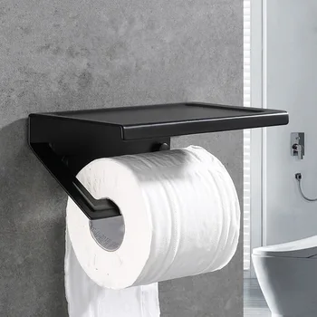 Naujas Aliuminio Vonios kambarys Popieriaus Mobiliojo Telefono Laikiklis su Lentyna Vonios kambarys Tualetinio Popieriaus, Rankšluosčių Džiovykla Roll Turėtojas Vonios kambarys Įrankis