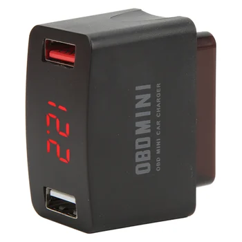 Automobilio OBD Dual USB Juoda Automobilių Įkrovimo Adapteris, skirtas Transporto priemonių