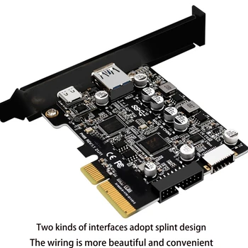 PCIE 3.0, USB 3.2 Gen2 Tipas-C 10Gbps Duomenų Perdavimas Greitai Įkrauti USB-C Controller PCI-E, E Tipo 19P20P E Tipo Kortelės