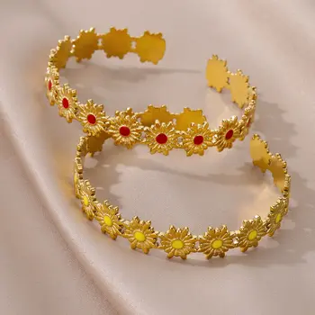 Derliaus Saulės Apyrankės Moterims, Nerūdijančio Plieno, Aukso spalvos Atidarymo Bangle Apyrankės 2023 Pora Vestuvių Papuošalai pulseras bijoux