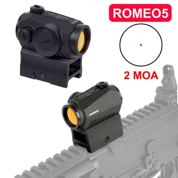 Taktinis ROMEO5 Red Dot Akyse 1x20mm Kompaktiškas 2 ŽŪM Reflex Airsoft Optika Riflescope Stove Mount Tinka 20mm Geležinkelių Vienybės Greitai Stovai