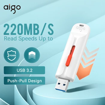 AIGO USB Flash Drive 64GB 128GB USB 3.2 Pr 1 32 GB, 256 GB U Disko Nešiojamų Stumdomas Dizainas, be Dangtelio Memory Stick U337