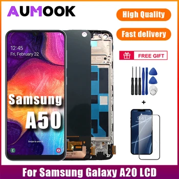 Originalus Samsung Galaxy A50 LCD Ekranas Jutiklinis Ekranas skaitmeninis keitiklis Surinkimo Dalys Samsung A50 SM-A505FN/DS A505F/DS A505 LCD