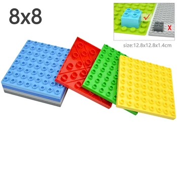8x8 Taškų Dvipusis Didelis Dydis pagrindo plokštės Surinkimo Plokštės Kvadratinių Plytų Grindys Klasikinis Žaislas, Suderinama su Dideliais Duploes Dalelių