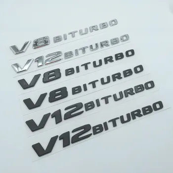 1pcs 3D ABS V8 BITURBO V12 BITURBO automobilio Laišką Emblema Galiniai kamieno ženklelio Lipdukai lipdukas Lipdukas stilius auto Priedai