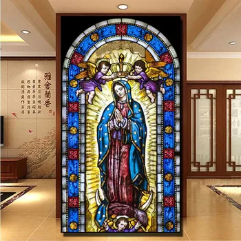 Mergelė Guadalupe Religinių Tamsintas Stiklas 5d 
