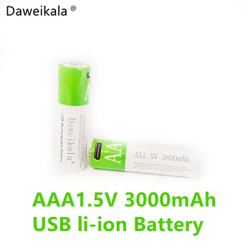 2021New USB Įkraunamos AAA Baterijos 1,5 V 3000 MAh Li-ion Baterijos Nuotolinio Valdymo MouseElectric Žaislas Baterija + Tipo C Kabelio