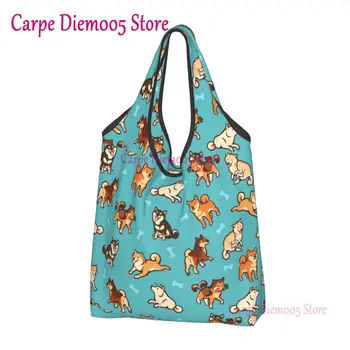 Daugkartinio Naudojimo Mielas Shiba Inu Šuo Pirkinių Krepšys Moterims Nešti Maišą Nešiojamų Japonijos Naminių Gyvūnų Bakalėjos Shopper Bags