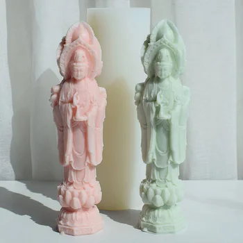 Guanyin Budos Statula Žvakė Silikono Formos 