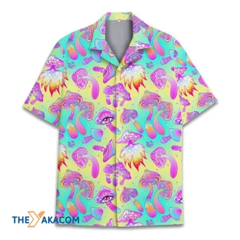 Grybų Havajų Marškinėliai Vyrams, Psychedelic Grybų Marškinėliai, Grybų Marškinėliai Vyrams, Grybų Juostele Mygtuką, Cottagecore