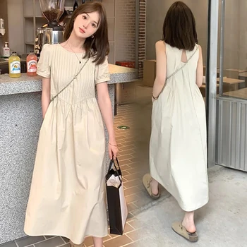 A52025# Slaugytoja Korėjos Drabužių Paprasta Prarasti Suknelė Moterims Stilius Elegantiškas, Stilingas Vasaros Krūtimi Suknelė