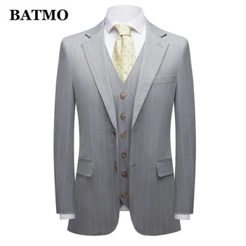 2024 naują atvykimo aukštos kokybės atsitiktinis pilkas dryžuotas kostiumai vyrams,vyrų kostiumas,plius dydžio 3636