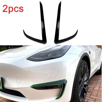 2vnt Skirti Tesla Model Y 2017-2022 Automobilio Rūko Žibinto Apdaila, ABS Priekinis Bamperis Splitter Blizgus Juodas Vėjas Peilis Priešrūkinis Žibintas Papuošti