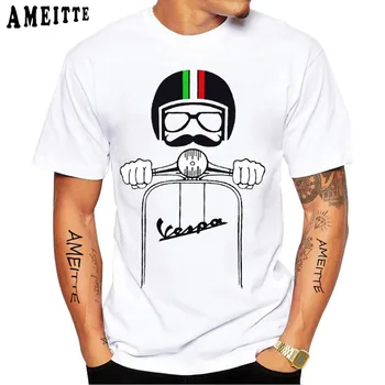 Vasaros 2023 Naujo stiliaus vyriški trumpi rankovėmis marškinėliai italijos VESPA PX atspausdinta marškinėliai Hip-hop atsitiktinis Hipių, balta megztinis