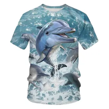 Unsiex Mielas Gyvūnų Stiliaus Tshirts Vyrai Moterys Delfinų Juokinga 3d Spausdinimo Jūrų Vasaros Mados Atsitiktinis marškinėliai Įgulos Kaklo Marškinėliai Vyrams