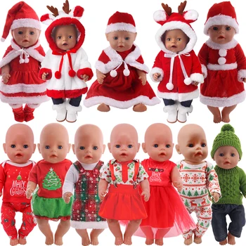 FreeShipping Kalėdų Raudona Nustatyti 43 CM, Gimusių Kūdikių Lėlės Drabužių Priedai Ir 18 Colių Amerikos Lėlė Mergaitė Žaislai Mūsų Kartos