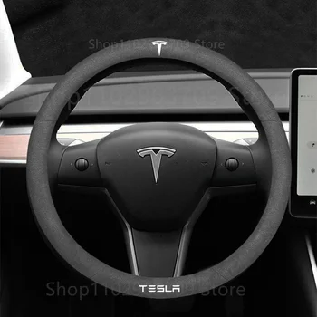 Automobilio Vairas Padengti Suede Už Tesla Model 3/Y Transporto Priemonės Tiekimo Vairas Ne Slydimo Padengti Tesla Model Y 2023 Priedai